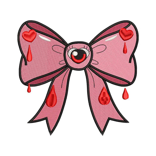 Pastel Goth Bleeding Heart Bow Embroidery Design - SG260546