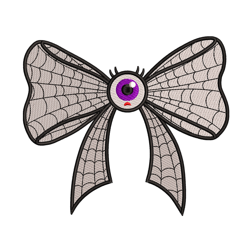 Monster Eyeball Spiderweb Bow Embroidery Design - SG260549