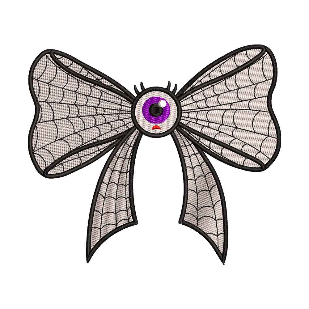 Monster Eyeball Spiderweb Bow Embroidery Design - SG260549