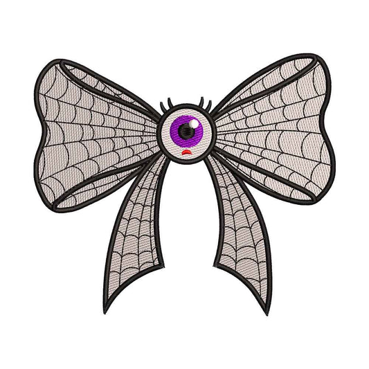 Monster Eyeball Spiderweb Bow Embroidery Design - SG260549