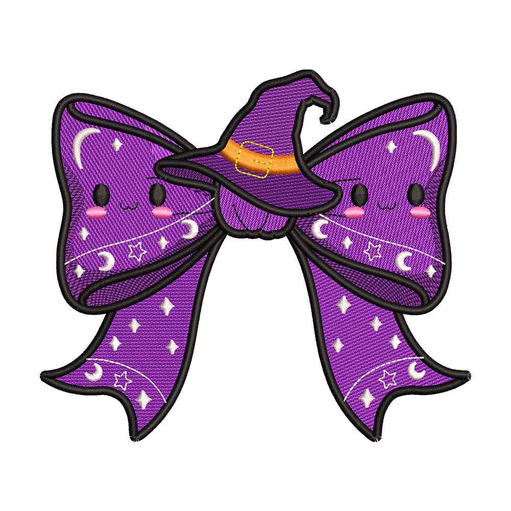 Kawaii Witch Bow Halloween Embroidery Design - SG260551