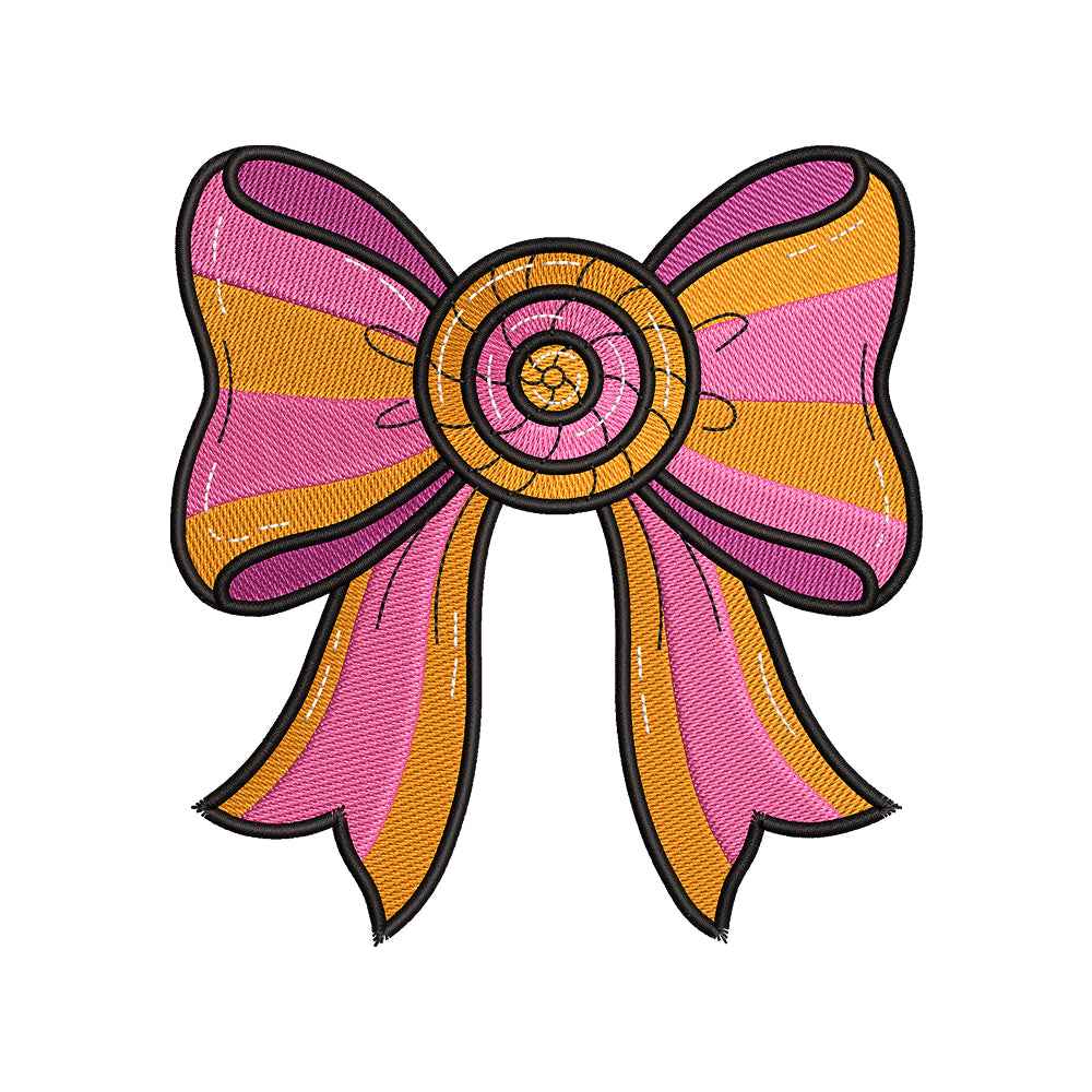 Striped Summer Bow Embroidery Design - SG260555