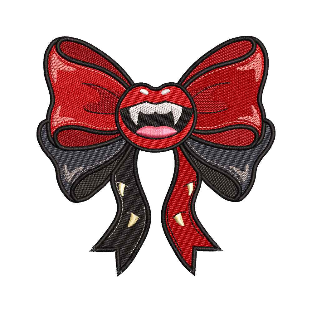 Vampire Fangs Bow Embroidery Design - SG260557