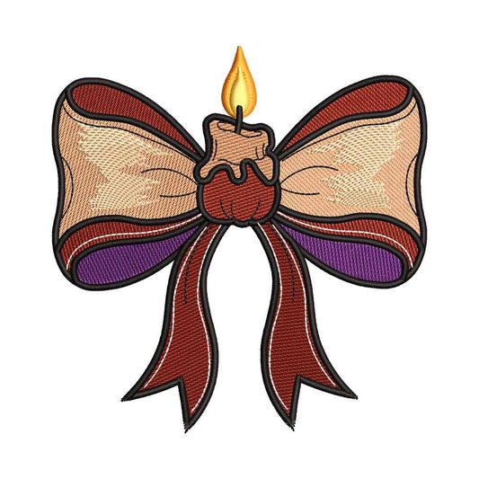Vintage Christmas Candle Bow Embroidery Design - SG260558