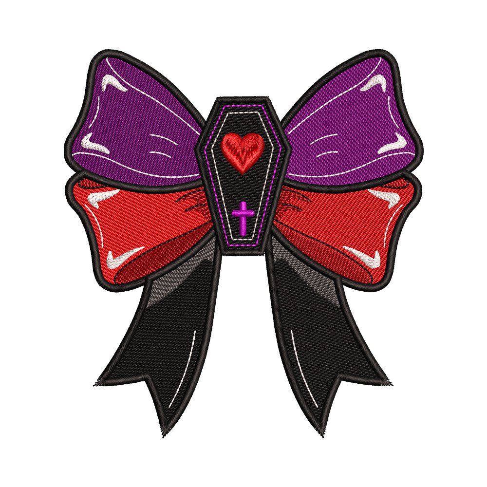 Gothic Coffin Bow Embroidery Design - SG260561