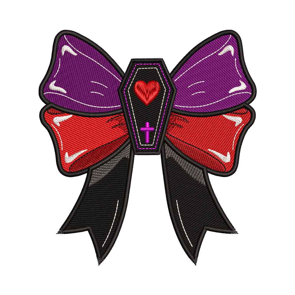 Gothic Coffin Bow Embroidery Design - SG260561