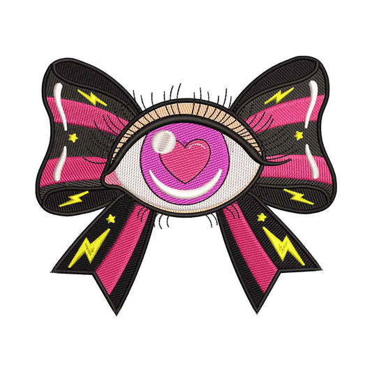 Edgy Eyeball Bow Embroidery Design - SG260565
