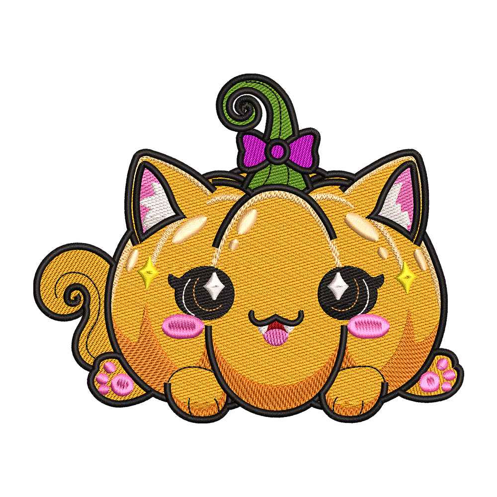 Kawaii Pumpkin Cat Embroidery Design - SG260569