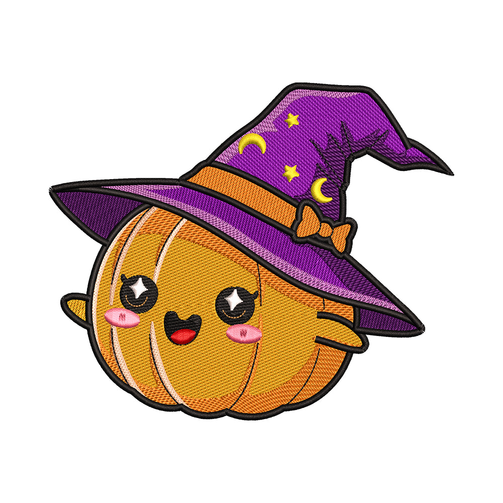 Kawaii Witch Pumpkin Embroidery Design - SG260573