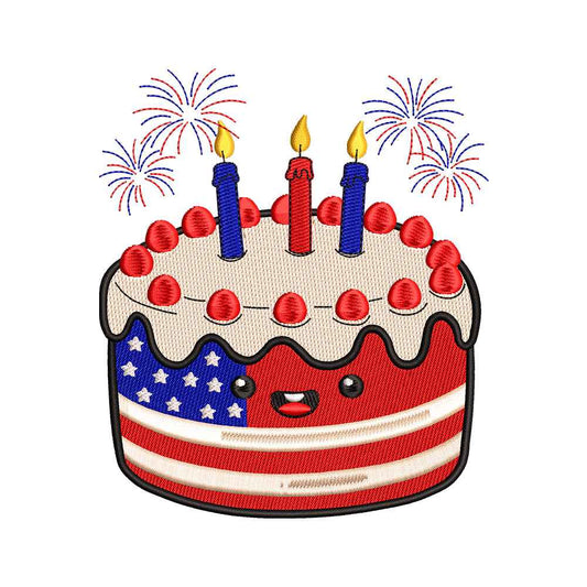 Patriotic 4th of July Cake Embroidery Design - SG280403