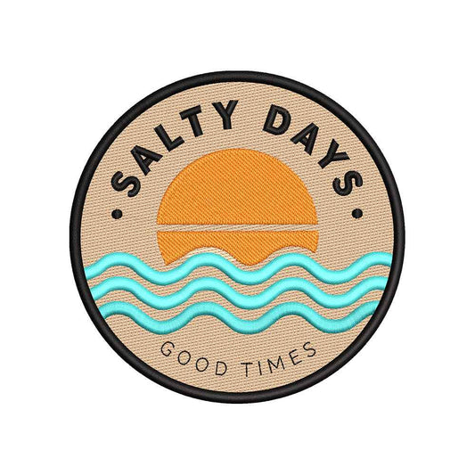 Salty Days Good Times Embroidery Design Summer Beach Sunset Ocean - SG29052604