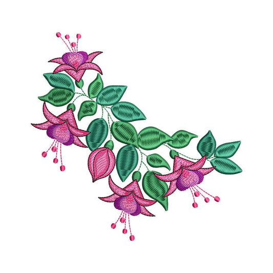 Fuchsia Flower Corner Embroidery Design - SG300304