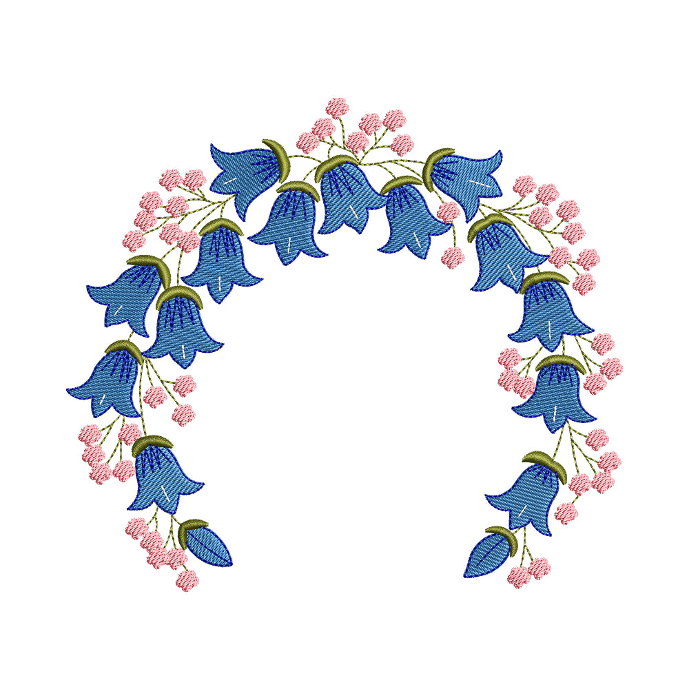 Bluebell Floral Wreath Embroidery Design - SG300306