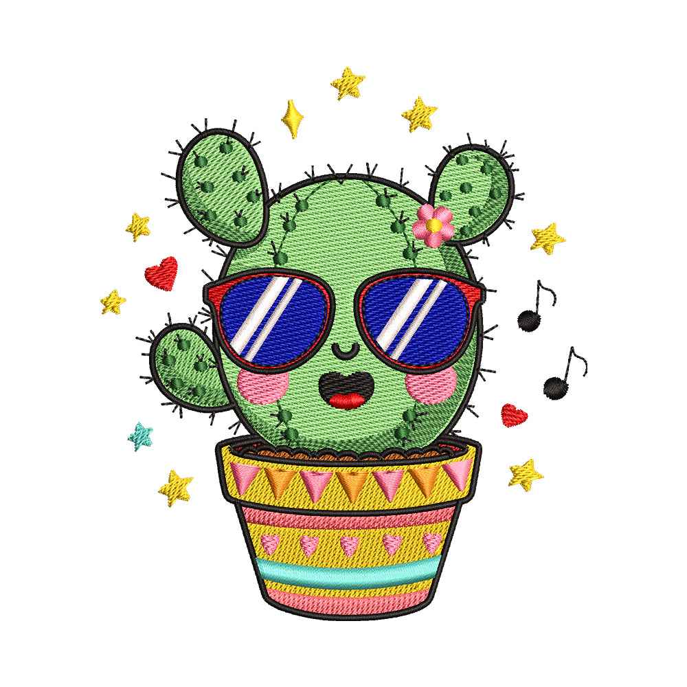 Singing Fiesta Cactus Embroidery Design - SG30050104