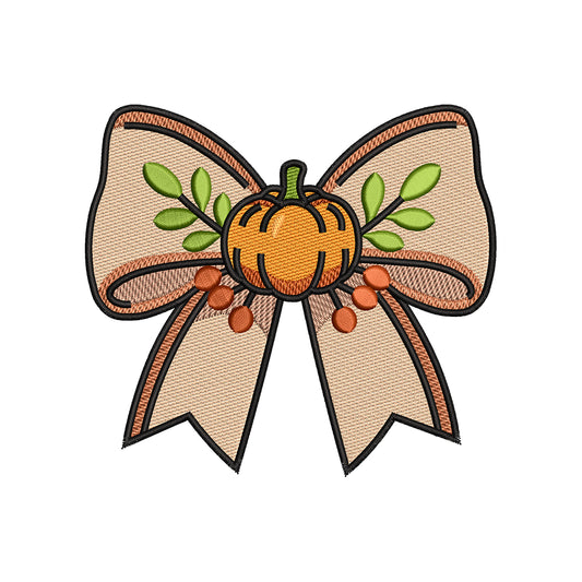Halloween Pumpkin Bow Embroidery Design - SG30072602