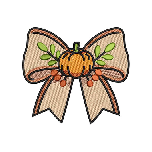 Halloween Pumpkin Bow Embroidery Design - SG30072602