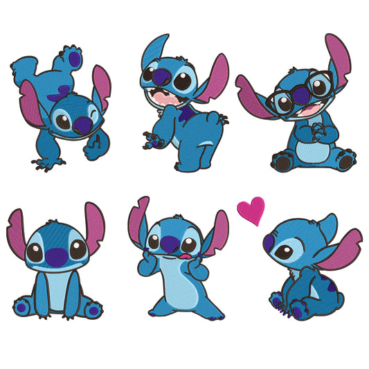 Cute Blue Alien machine embroidery bundle