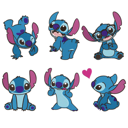 Cute Blue Alien machine embroidery bundle