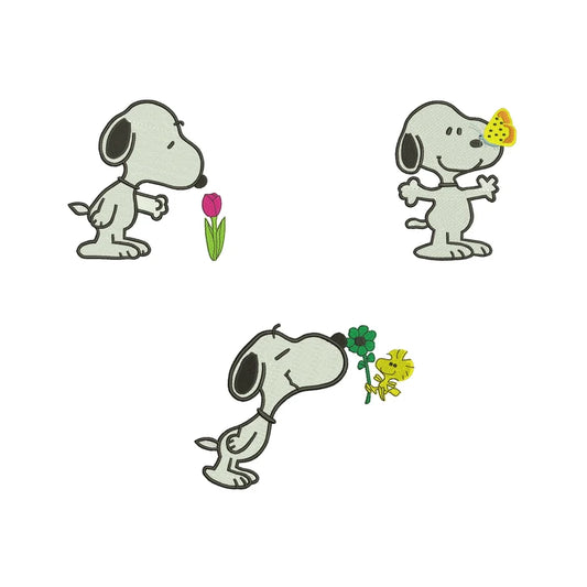 Dog Spring embroidery bundle cartoon