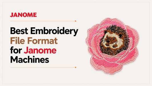 Best embroidery file format for Janome machines featuring a professionally digitized hedgehog embroidery design on a floral embroidery pattern.