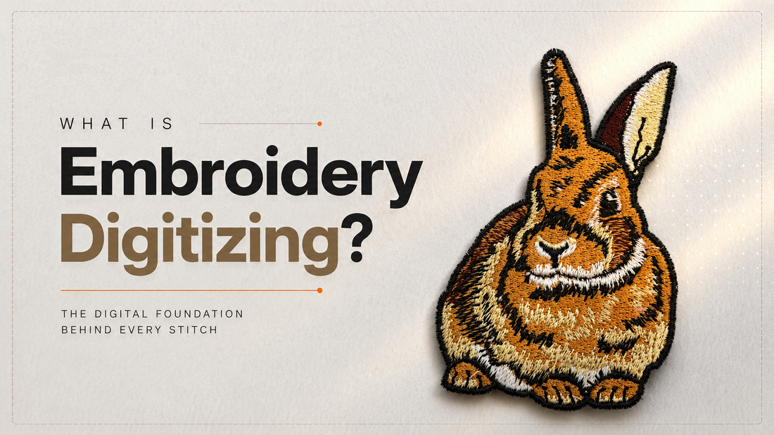 Custom logo digitized and prepared for professional machine embroidery