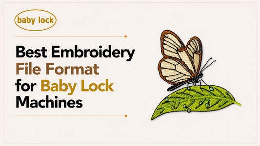 Best embroidery file format for Baby Lock machines illustrated with a professional butterfly machine embroidery design.