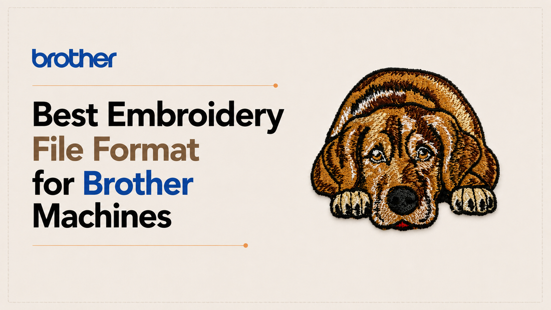 Best embroidery file format for Brother embroidery machines featuring a digitized dog embroidery design in PES format.