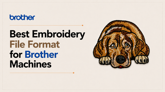 Best embroidery file format for Brother embroidery machines featuring a digitized dog embroidery design in PES format.