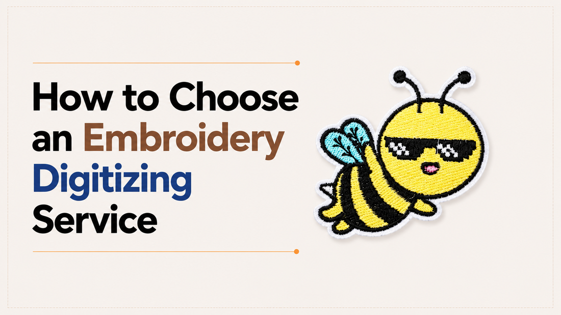 How to choose an embroidery digitizing service illustrated with a professional custom embroidered bee patch.