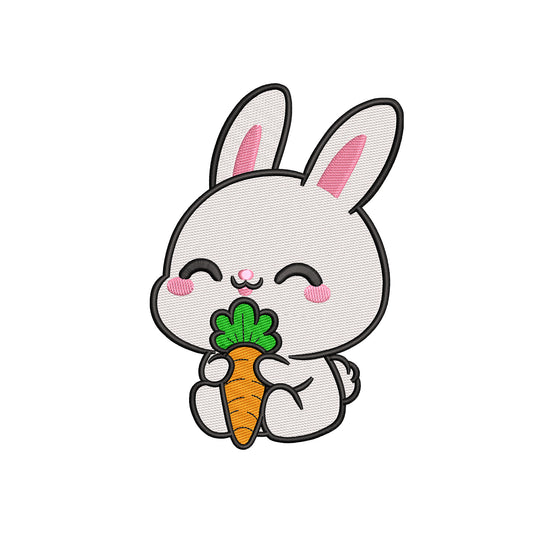 Cute bunny with carrot embroidery designs for machine - 01042403