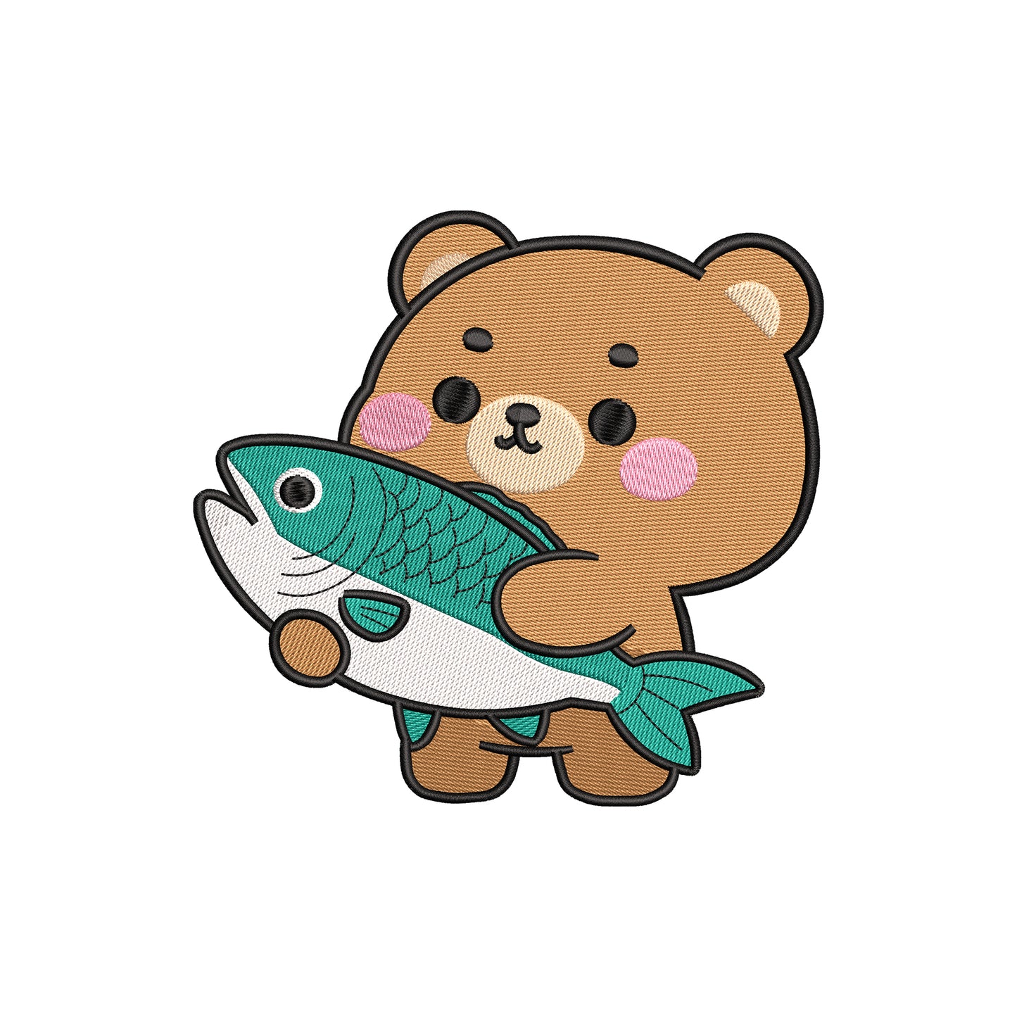 Bear catching fish embroidery designs for machine - 01042405