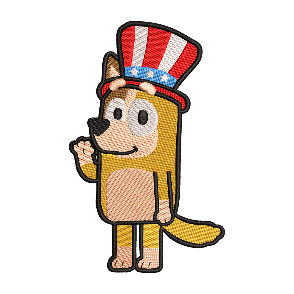 Patriotic Bluey Character Embroidery Design - 010503