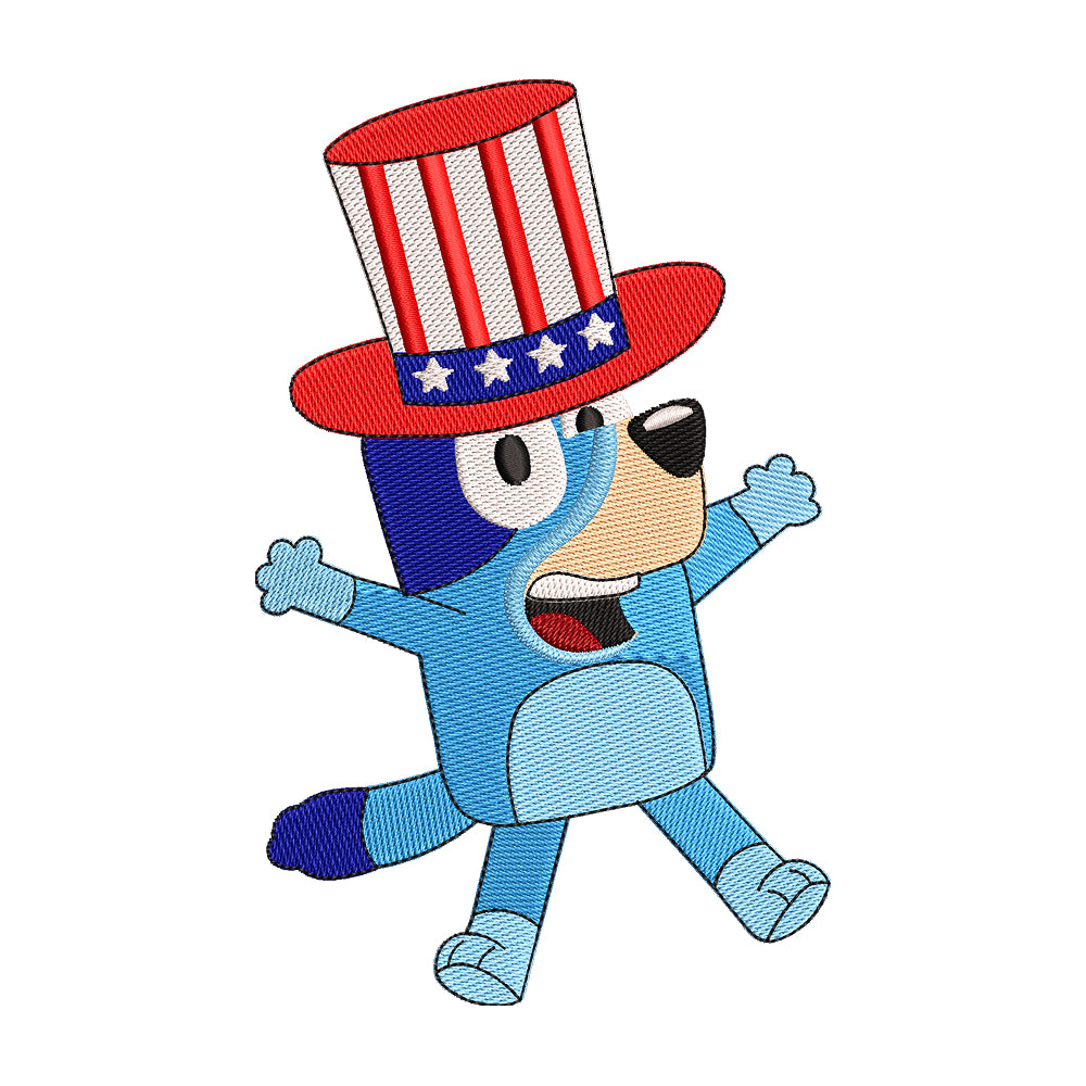 Patriotic Bluey Heeler Embroidery Design - 010504
