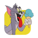 Tom Cat with Ice Cream Embroidery Design - 010525