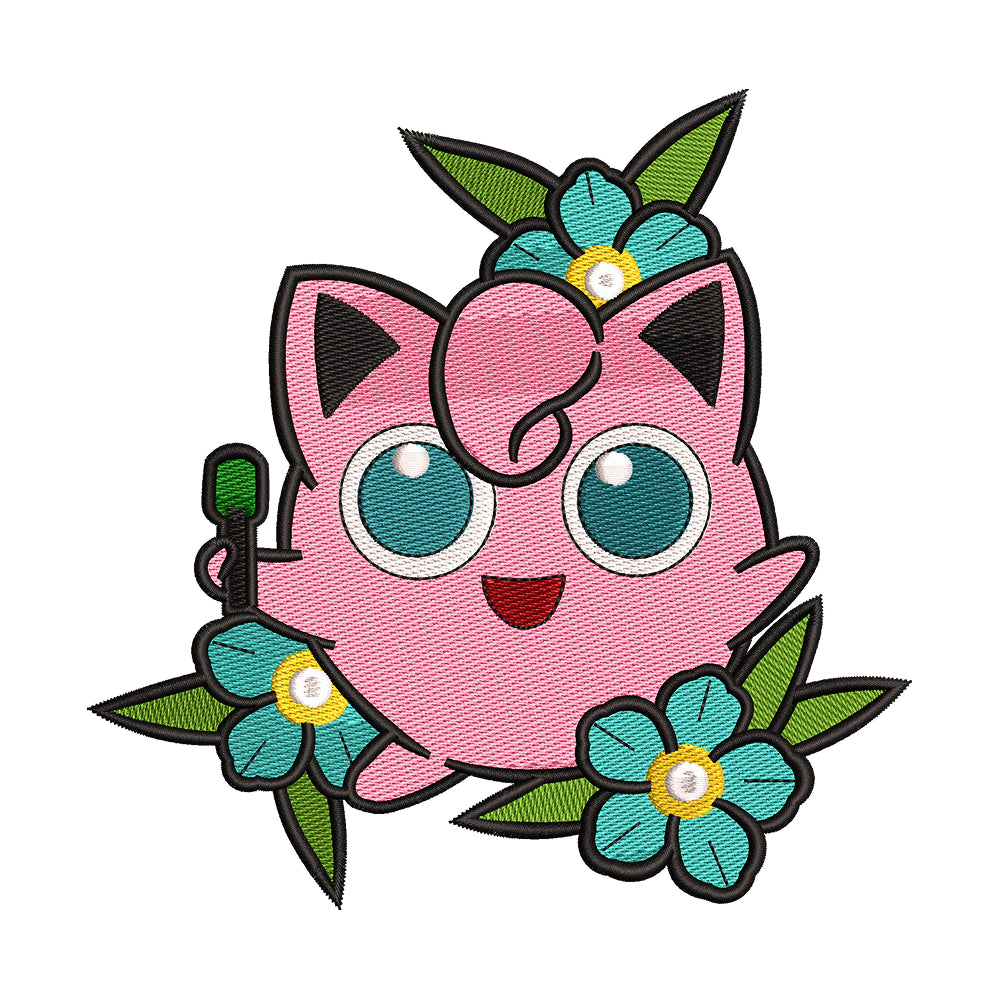 Tattoo Style Jigglypuff Embroidery Design - 010530
