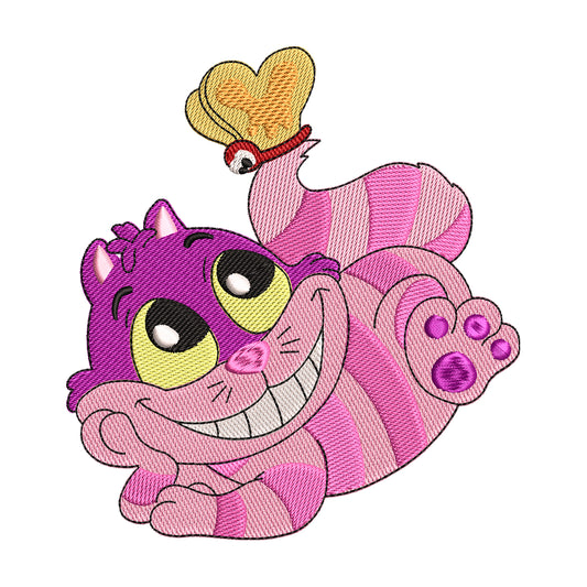 Cheshire Cat Lounging Embroidery Design - 010532