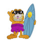 Surfer Garfield Embroidery Design - 010533