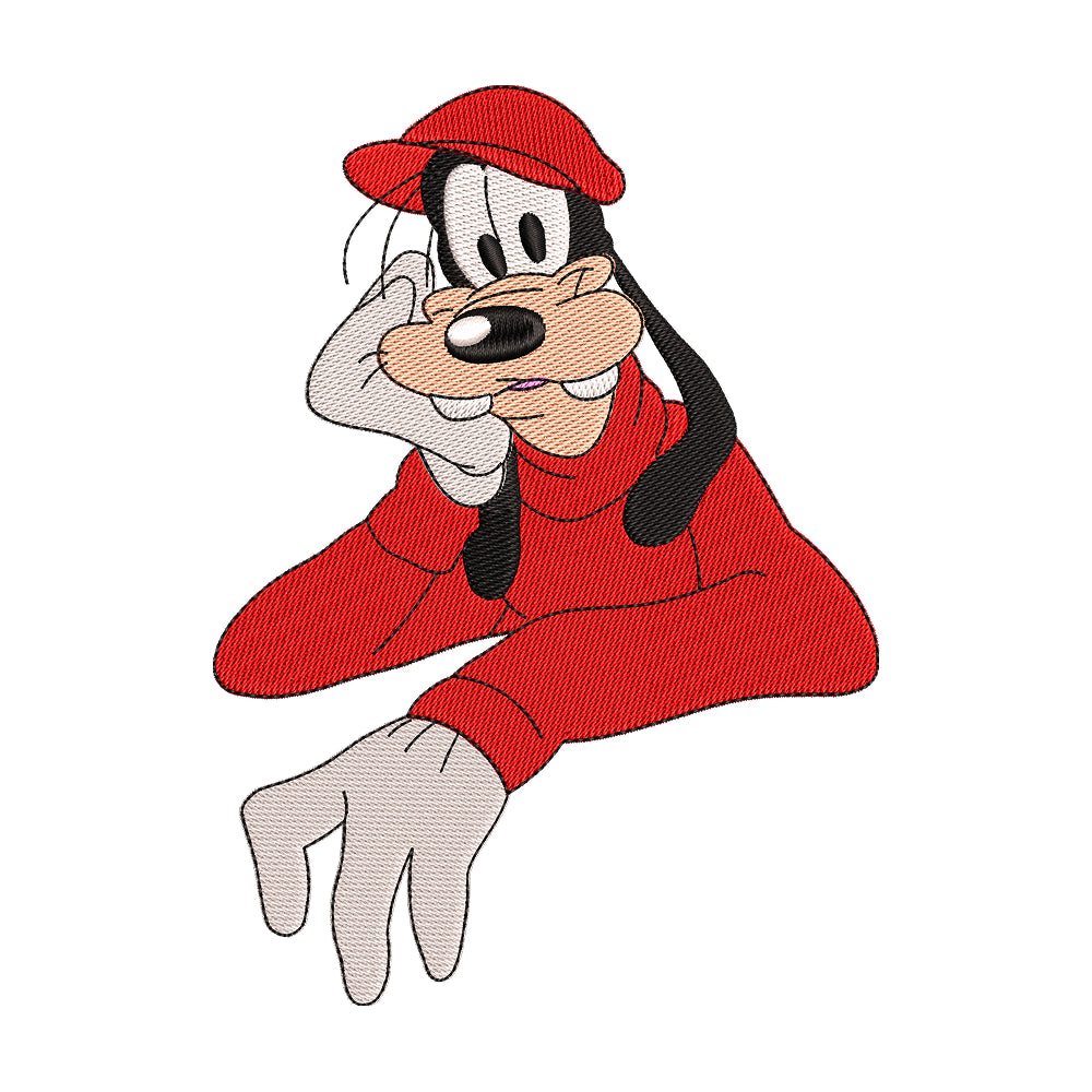 Max Goof Leaning Embroidery Design - 010544