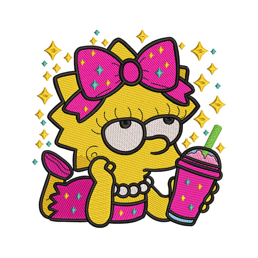 Glam Lisa Simpson Embroidery Design - 010548