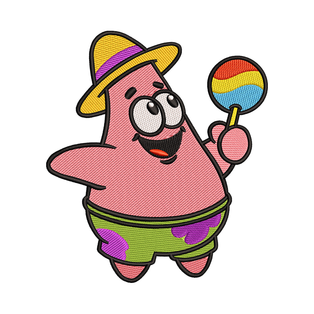 Fiesta Patrick Star Embroidery Design - 010559