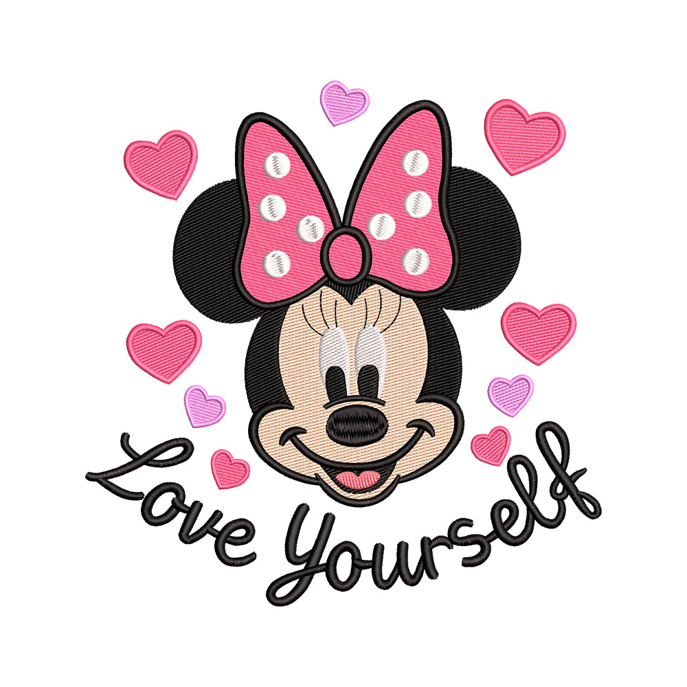 Minnie mouse embroidery design love yourself - 010907