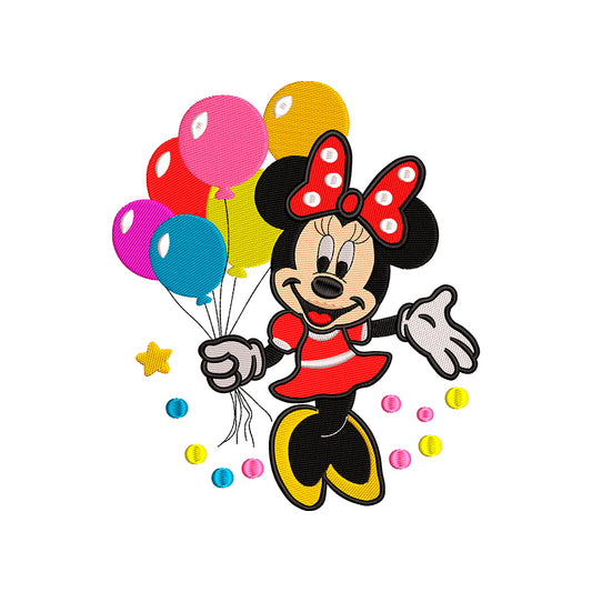 Minnie Mouse embroidery designs birthday - 011049