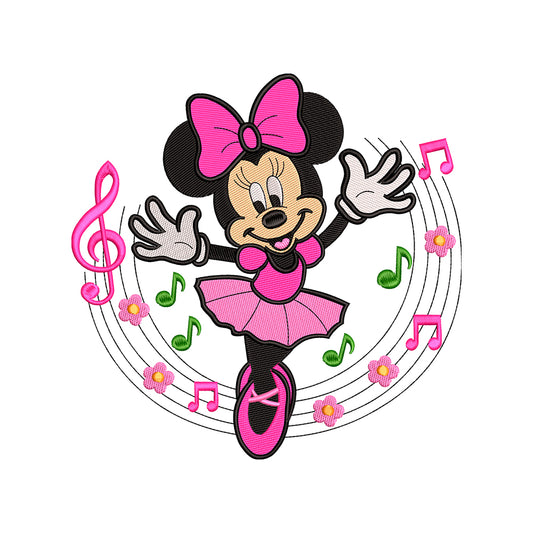 Minnie mouse embroidery designs music - 011052