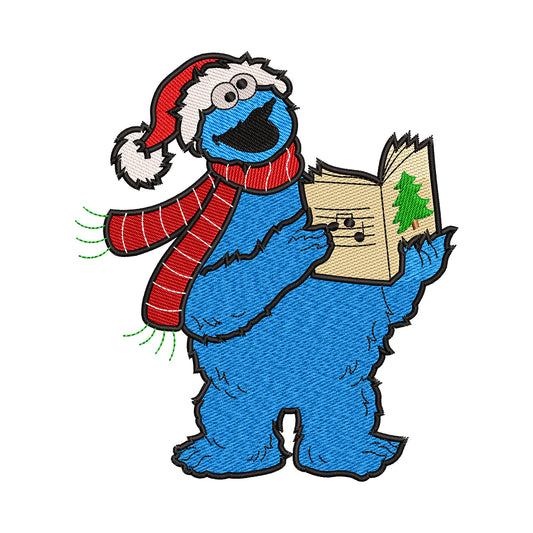Christmas Caroling Cookie Monster Embroidery Design - 02060110