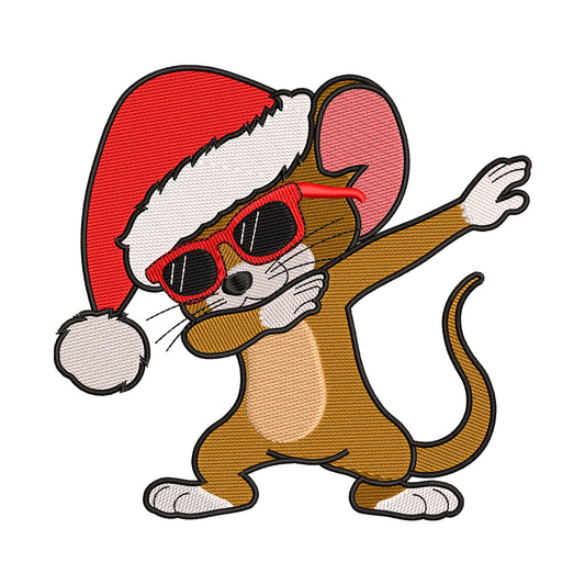 Dabbing Santa Jerry Mouse Embroidery Design - 02060117