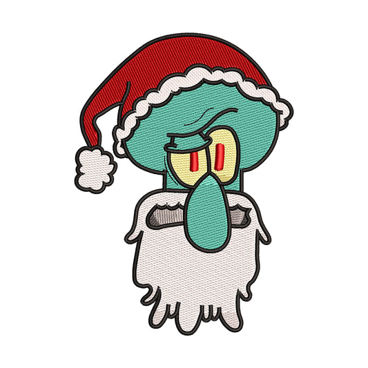 Grumpy Santa Squidward Embroidery Design - 02060146