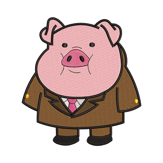 Waddles the Pig in a Suit Embroidery Design - 02060156