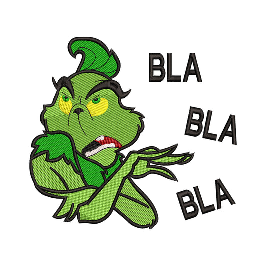 Grinch 'Bla Bla Bla' Embroidery Design - 02060161