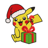 Christmas Pikachu with Gift Embroidery Design - 02060173
