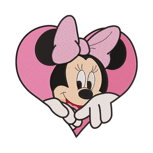 Minnie Mouse Peeking from Heart Embroidery Design - 02060176
